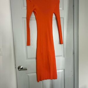 Elegant Orange Knit Dress